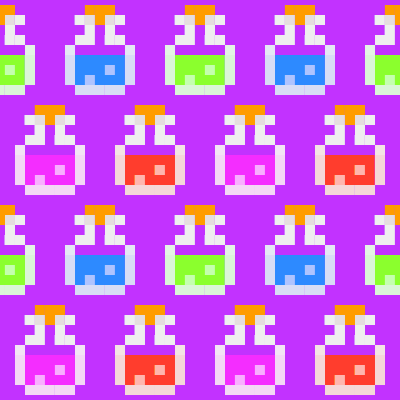 pixel potion bottle pattern on purple background
