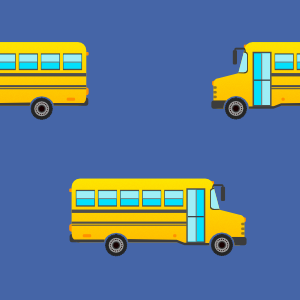 school bus pattern blue background